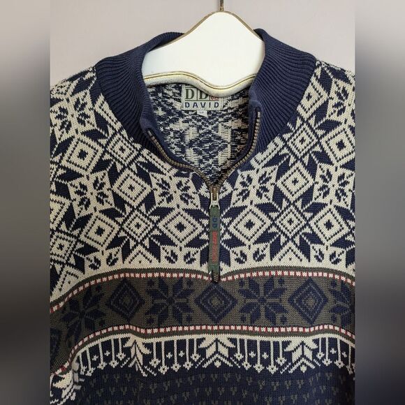 Vintage Daniel David Fair Isle Sweater – Zip Mock Neck – Size Small - Picture 4 of 10
